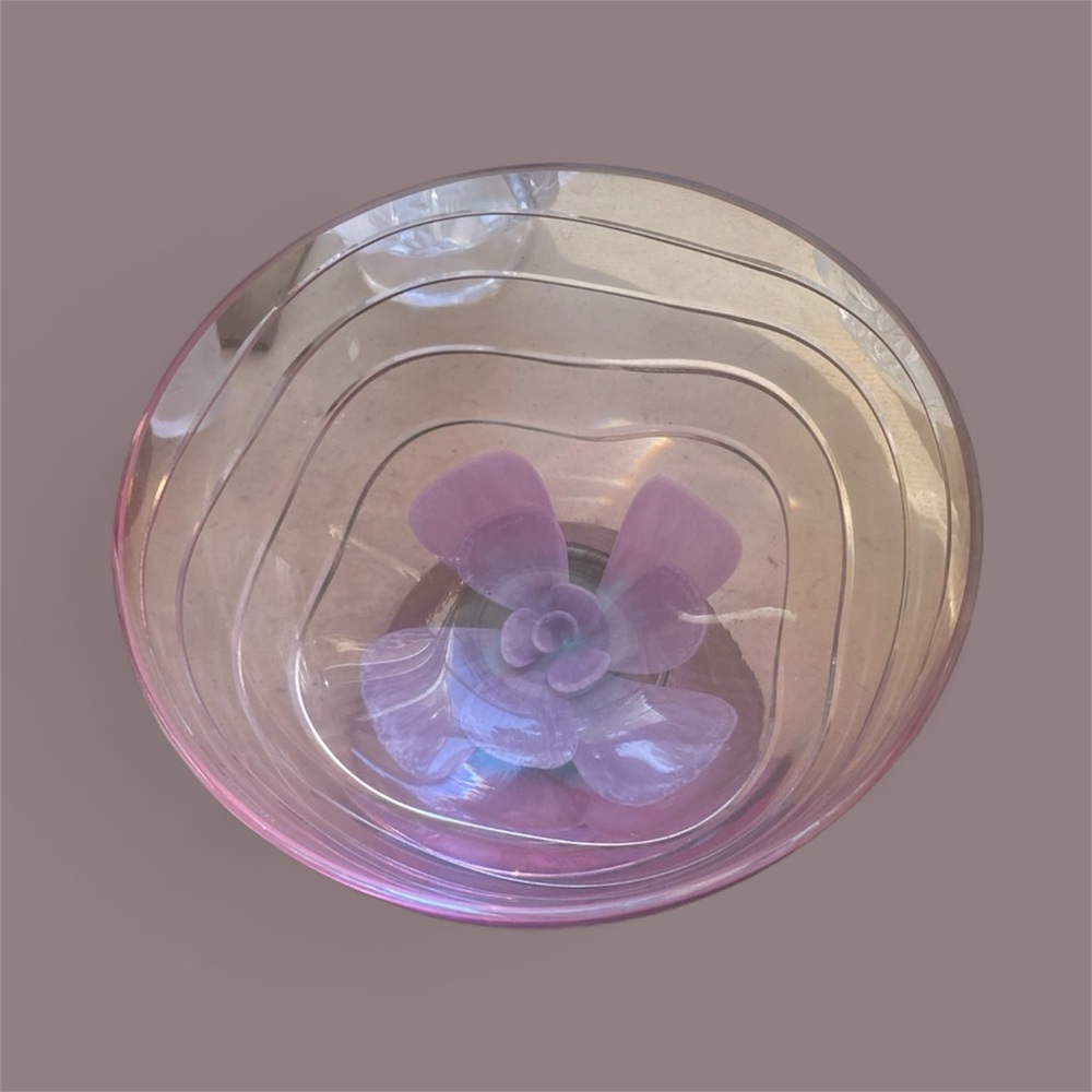 Crystal bowl pink floral design - Picture 2 of 4
